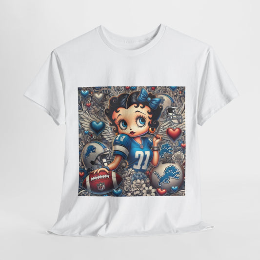 Betty Boop Football Tee, Comfortable Cotton Sportswear, Unisex Team Apparel, Fan Gear, Casual Wear