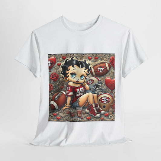 Betty Boop Football Fan Tee, Cute Sports Shirt, Unisex Cotton T-Shirt, Gift for Gamers, Football Season Apparel, Woman Sports Top