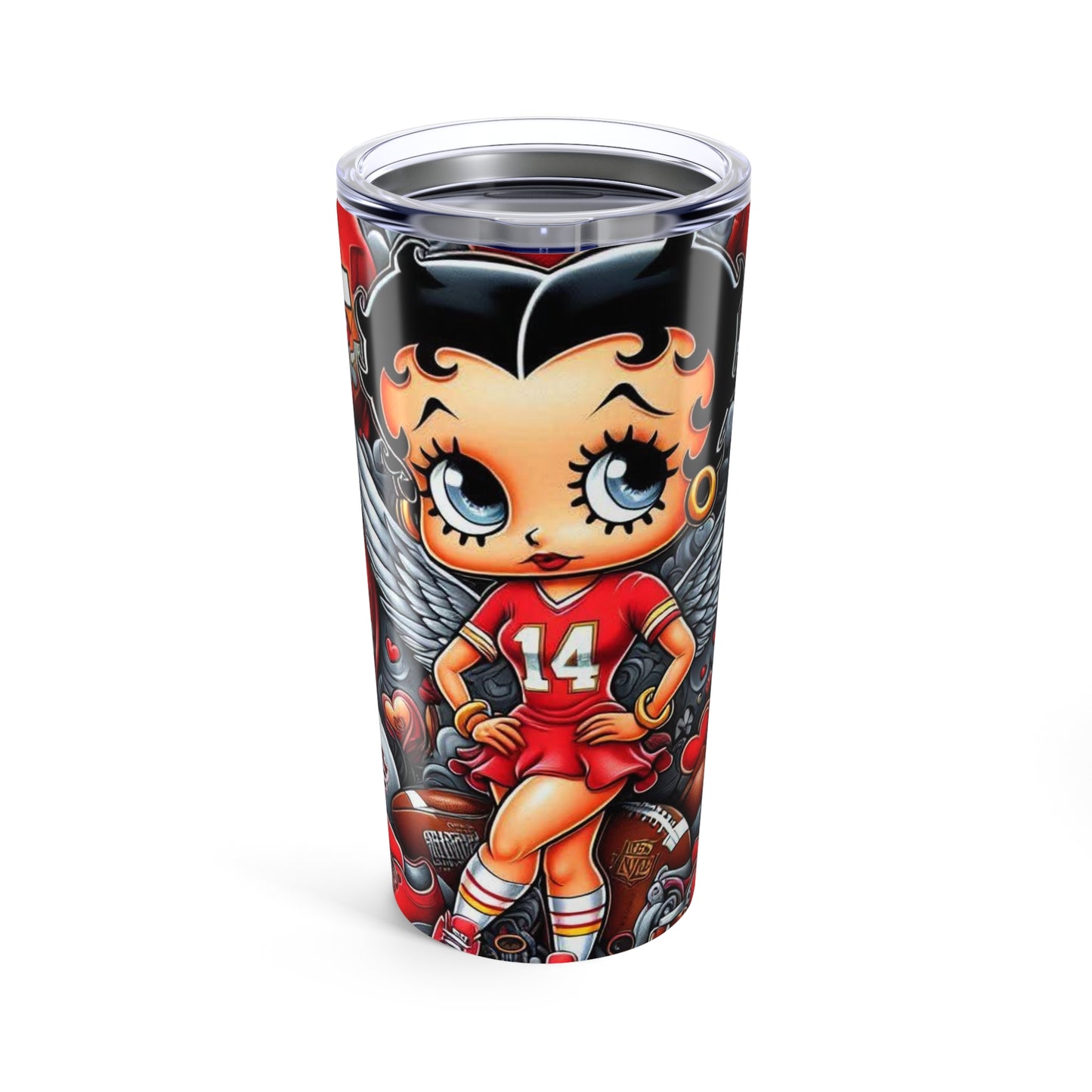 Betty Boop Vintage-Inspired Tumbler - 20oz, Cute Gift for Lovers, Sports Fans, Retro Style Drinkware, Valentine's Day, Cheerful Decor