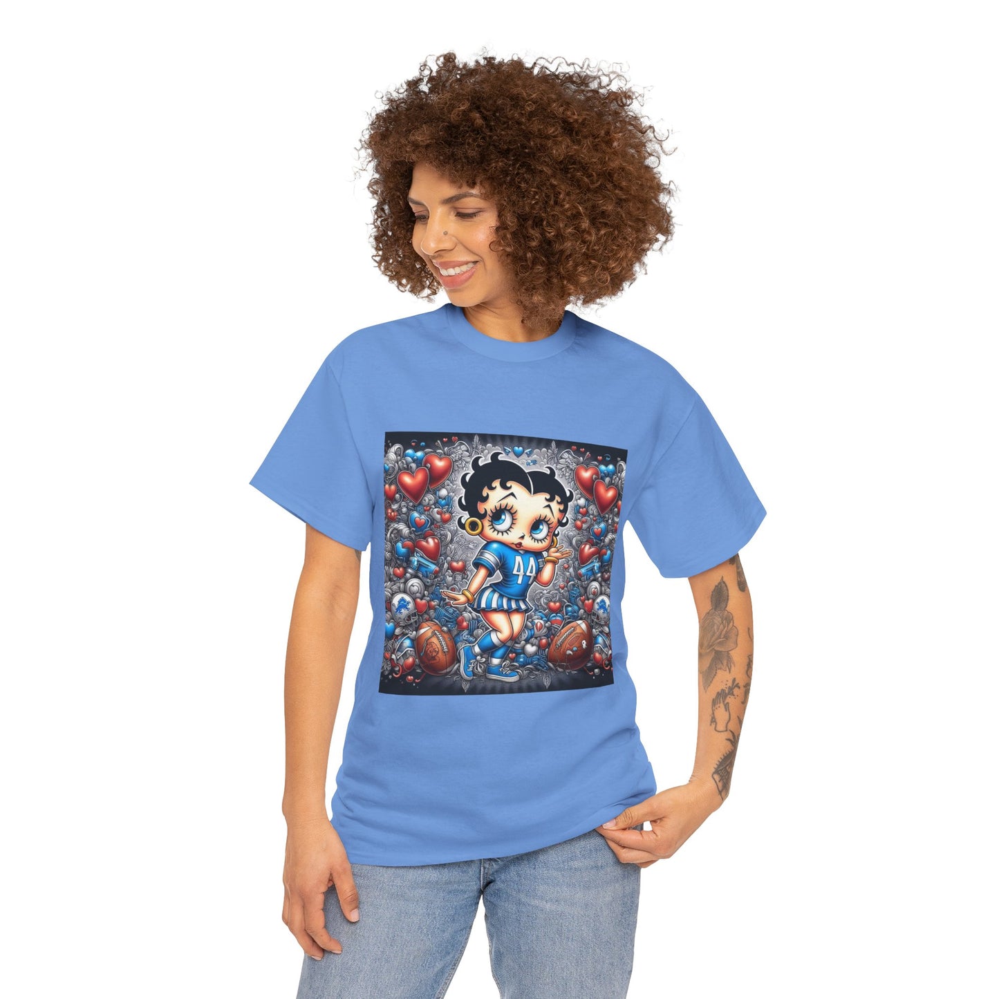 Betty Boop Heart Design Unisex Heavy Cotton Tee, Cute Graphic T-Shirt, Vintage Style Tee, Perfect Gift for Her, Trendy Everyday Wear