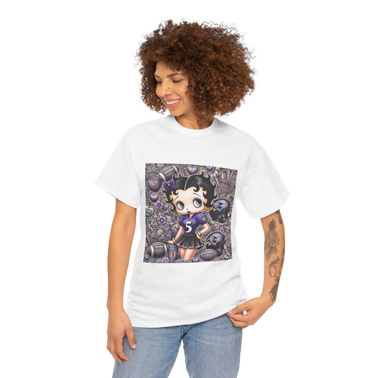 Betty Boop Sports Tee, Cute Graphic Tee, Unisex Cotton T-Shirt, Cheerleader Shirt, Football Fan Gift, Trendy Everyday Wear