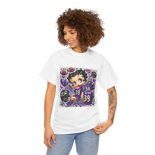 Betty Boop Football Tee, Unisex Heavy Cotton Tee, Sports Fan Shirt, Cartoon Graphic Tee, Cute Gift for Gamers