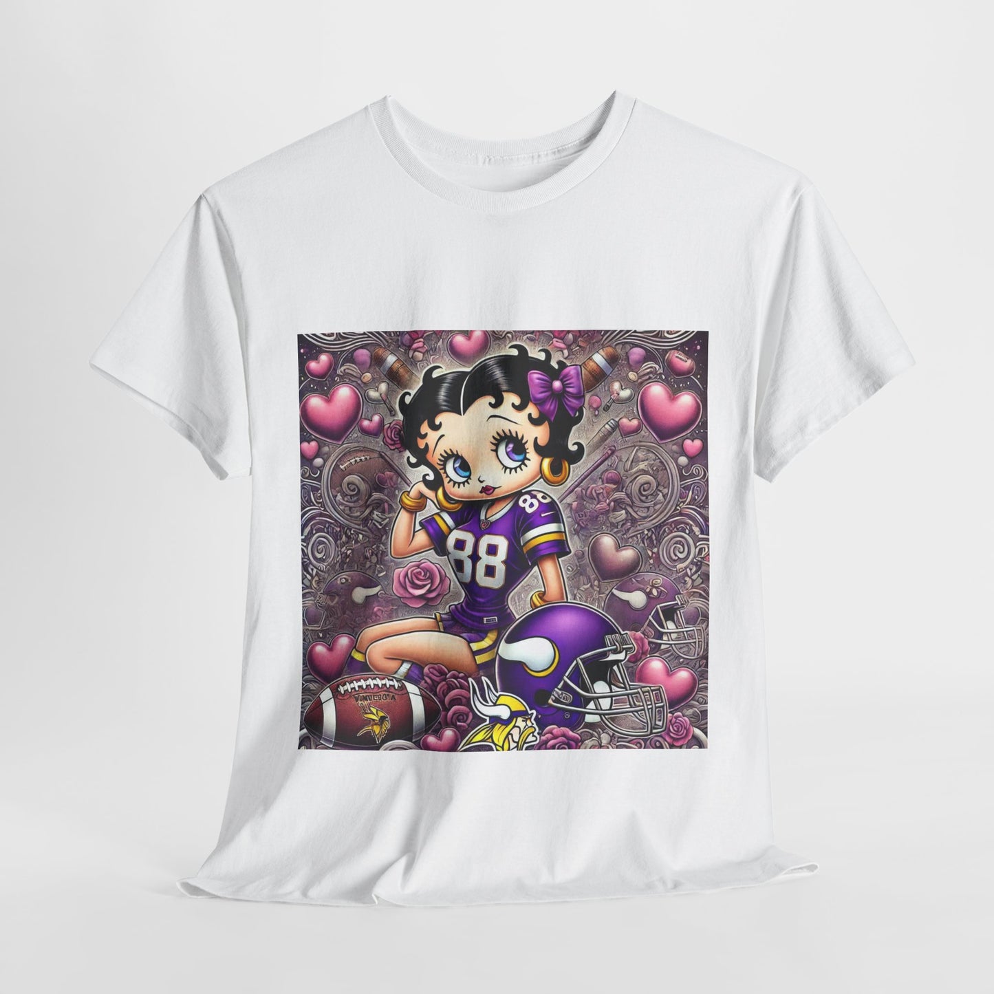 Betty Boop Football Fan Tee | Unisex Heavy Cotton Tee, Sports Shirt, Vintage Style T-Shirt, Cute Graphic Tee, Football Lover Gift