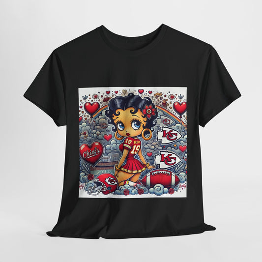 Betty Boop Inspired Unisex Heavy Cotton Tee, Fun Retro Tee, Heart Theme Apparel, Gift for Fans, Casual Wear, Perfect for Celebrations