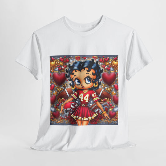 Betty Boop Heart Graphic Tee, Cute Graphic T-Shirt, Retro Fan Gift, Casual Outfit, Valentine’s Day Apparel, Unisex Cotton Top
